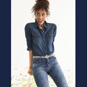 Dark Blue Denim Blouse - Size M